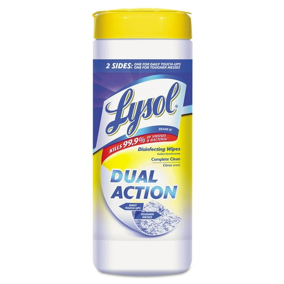 Lysol Dual Action Disinfecting Wipes Citrus 7 x 8 35/Canister 81143CT
