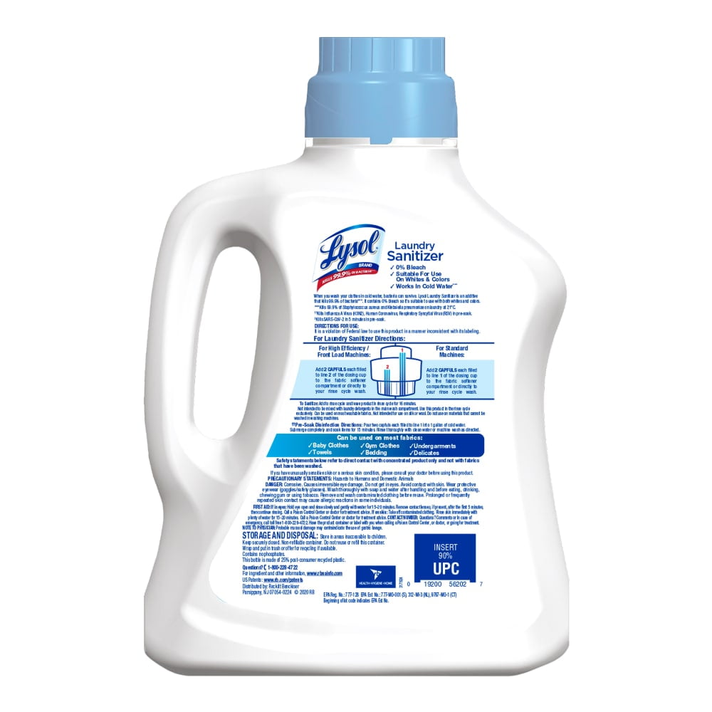 Lysol Free and Clear Laundry Sanitizer, Bacteria Causing Laundry Odor Eliminator 0% Bleach - 90 fl oz