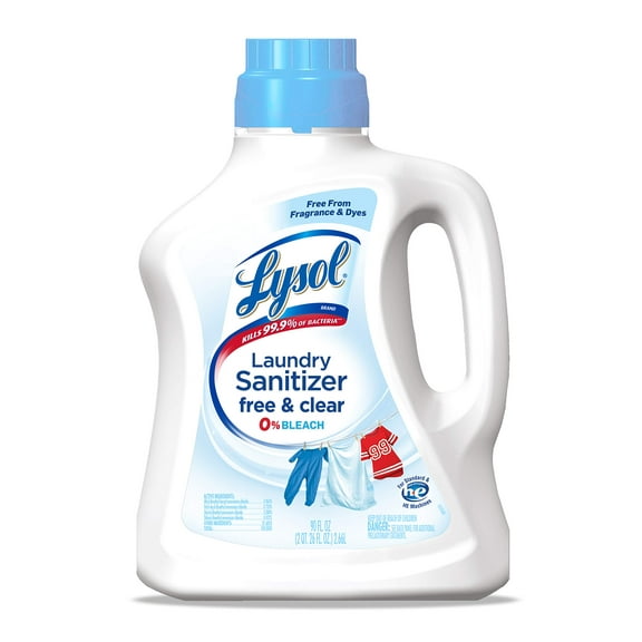 Lysol Free and Clear Laundry Sanitizer, Bacteria Causing Laundry Odor Eliminator 0% Bleach, 90 fl oz