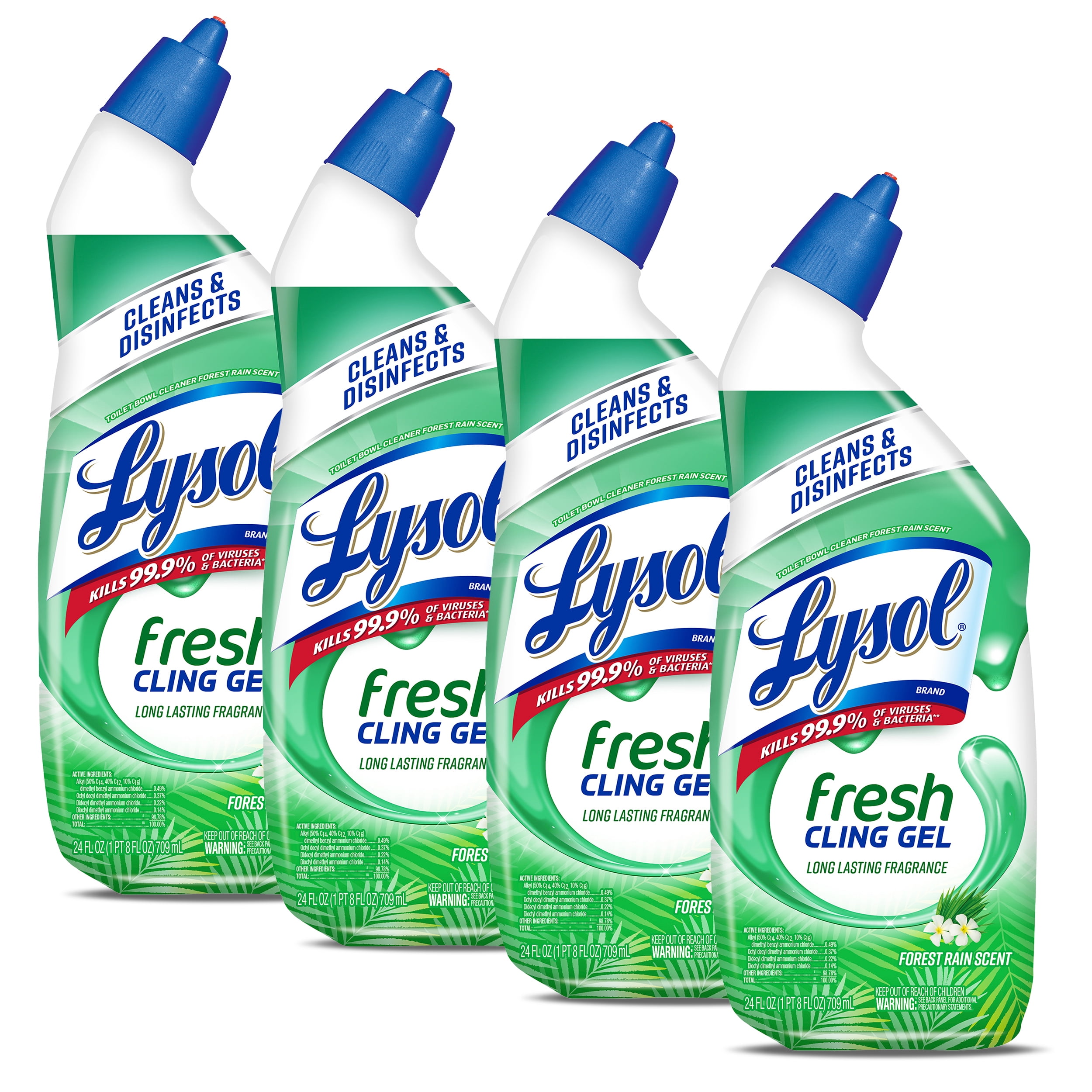 Lysol Fresh Cling Gel Toilet Bowl Cleaner, Forest Rain Scent, 24 Ounces