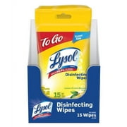 Lysol Household Disinfecting White Wipes, Lemon & Lime Blossom Scent, To-Go Flatpack, 15 Count