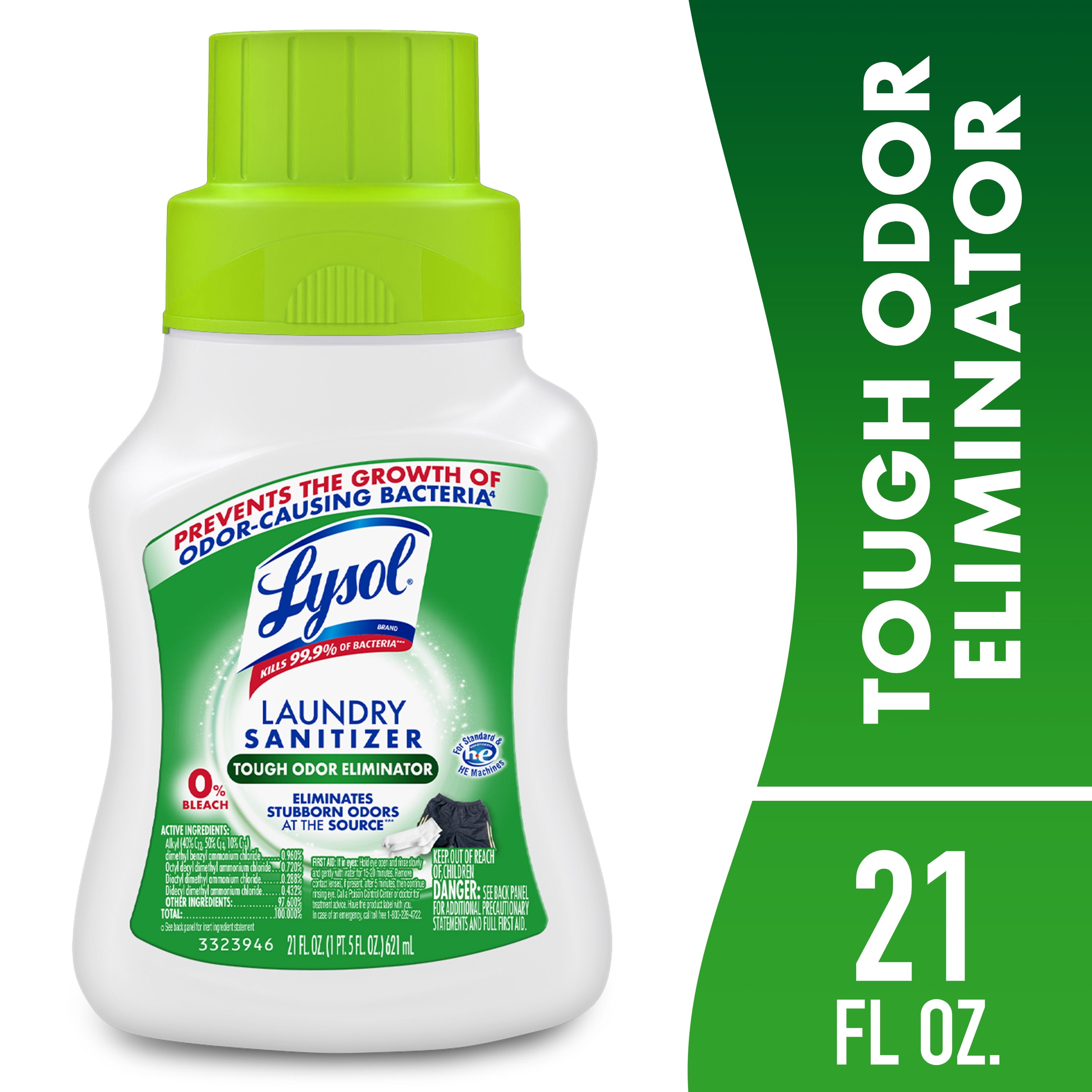 Lysol® Laundry Sanitizer Additive, Laundry Detergent Additive, 0% Bleach, Tough Odor Scent, 21 fl oz