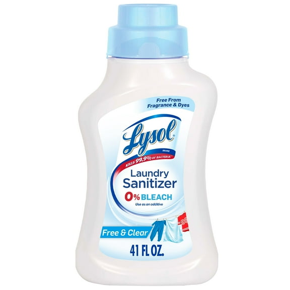 Lysol Laundry Sanitizer Additive, Sanitizing Liquid for Clothes and Linens, Eliminates Odor Causing Bacteria, Free from Fragrance & Dyes, 41oz