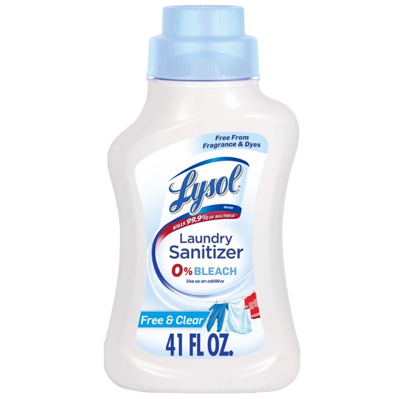 Lysol Laundry Sanitizer Additive, Sanitizing Liquid for Clothes and Linens, Eliminates Odor Causing Bacteria, Free from Fragrance & Dyes, 41oz