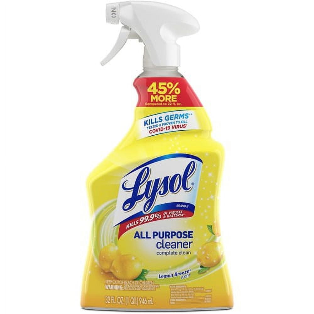 Lysol Lemon All Purpose Cleaner - Ready-To-Use Spray - 32 fl oz (1 quart) - Lemon Breeze Scent - 1 Each - Yellow | Bundle of 10 Each