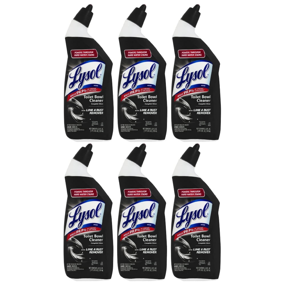 Lysol Lime & Rust Toilet Bowl Cleaner Gel, 24 Oz, 6 Pack Stain Removal, Hard Water Line