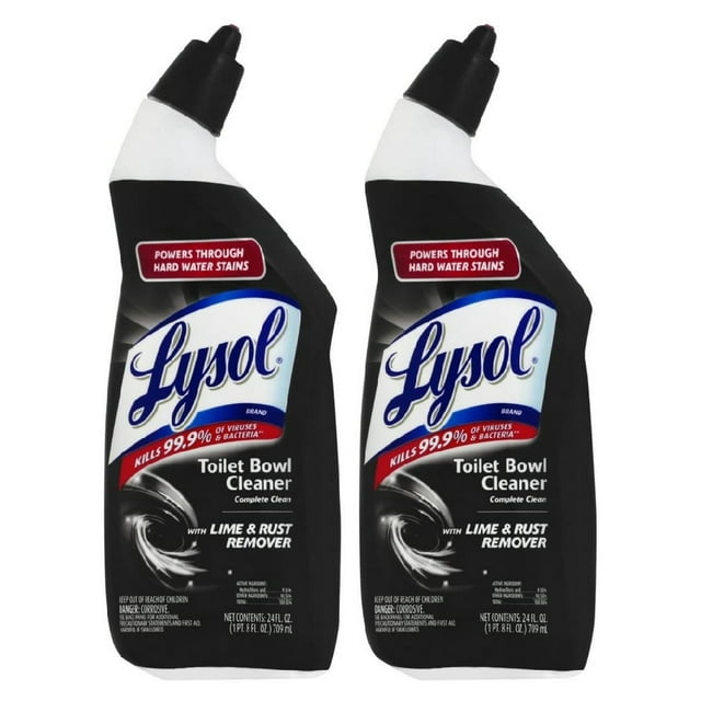 Lysol Toilet Stain Removal Liquid, Lime & Rust Cleaner Gel, 24 oz, 2 Pack