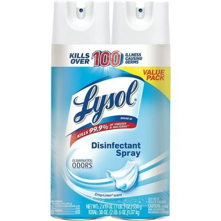 Lysol Linen Disinfectant Spray Ready-To-Use Spray - 19 fl oz (0.6 quart) - Crisp Linen Scent - 8 / Carton - Clear