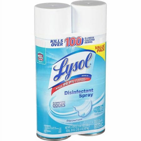 Lysol Linen Disinfectant Spray - Ready-To-Use Spray - 19 oz (1.19 lb) - Crisp Linen Scent - 2 / Pack - Clear | Bundle of 5 Packs