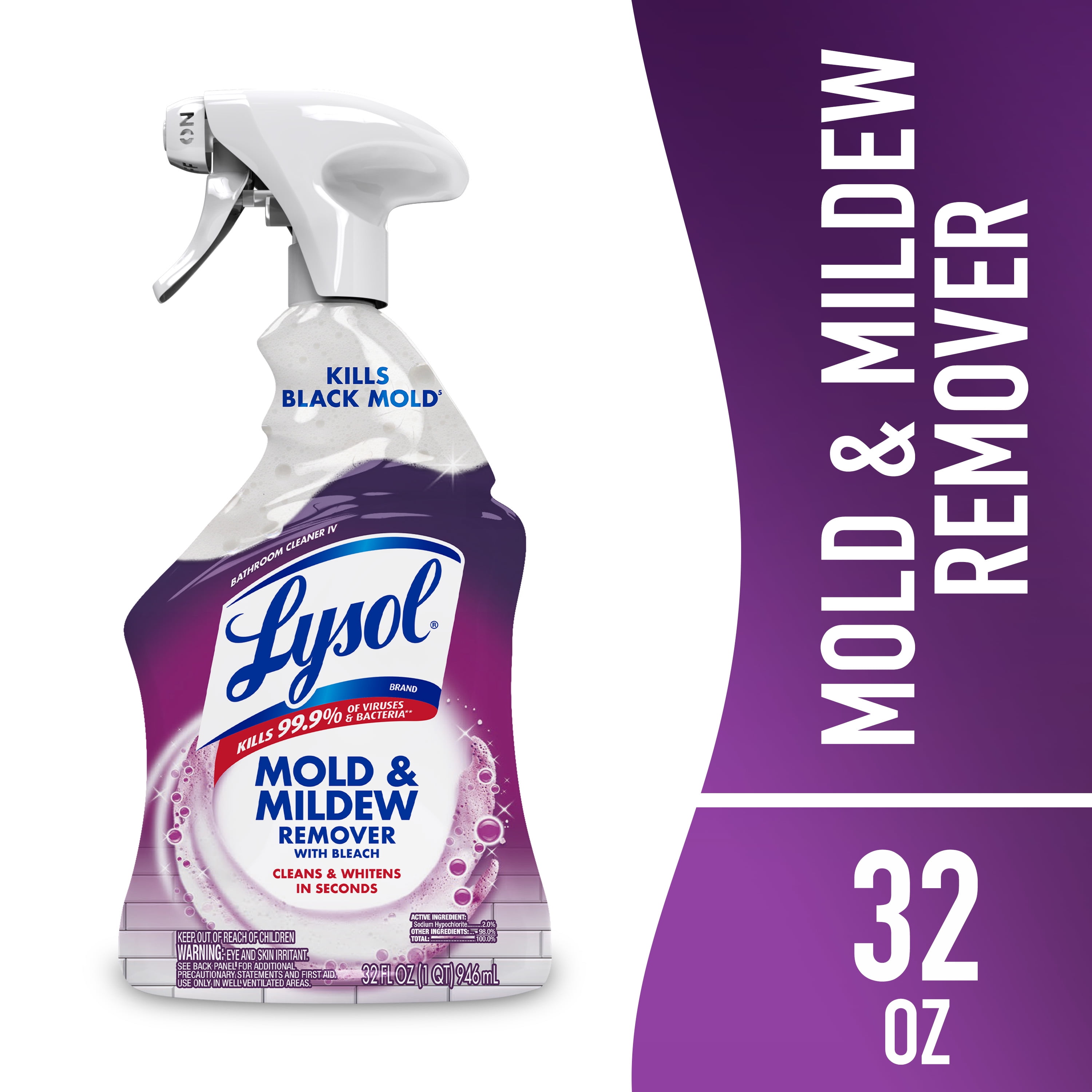 Lysol Mold and Mildew Foamer with Bleach, 32 oz, Removes Stains and ...