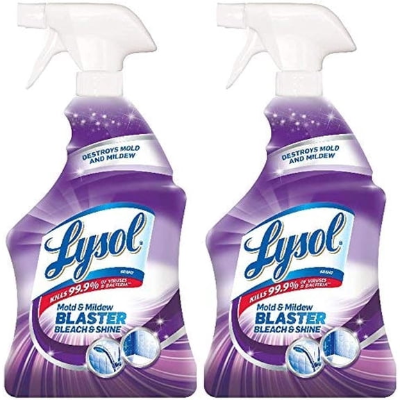 Lysol Mold and Mildew Remover, 2 Pack Bathroom Cleaner Spray, Whitens and Removes Soap Scum and Stains on Tiles, Grout, Bathtubs, Toilets, Sinks, 32 oz. Each (2 Pack)