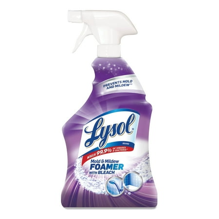 Lysol Mold & Mildew Remover Spray with Bleach, Disinfects Cleans and Removes Stains, For Bathrooms, Showers and Kitchens, 32oz