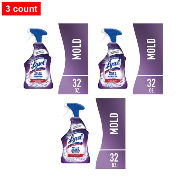Lysol Mold and Mildew Remover Bathroom Cleaning Spray, Soap Scum and Shine Disinfectant 32 fl oz - 3 count