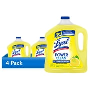 4 pack Lysol All Purpose Cleaner, 2X Concentrated Multi-Surface Disinfectant Floor Cleaner for Mopping Solution, for Bathroom & Kitchen, Lemon & Sunflower, 90 fl oz