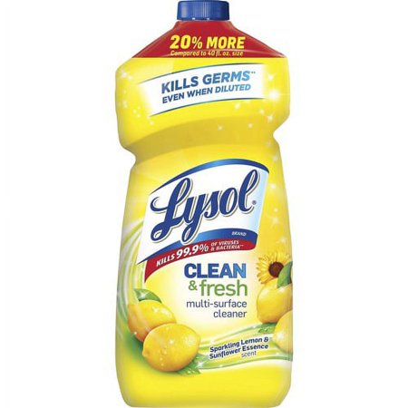 Lysol Multisurface Lemon Cleaner - 48 oz (3 lb) - Lemon Scent - 1 Each - Yellow | Bundle of 5 Each