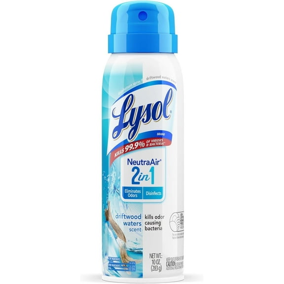 Lysol Neutra Air 2 in 1, Disinfectant Spray, Eliminates Odor, Driftwood Waters, 2 Pack (2x10 oz), Air Freshener