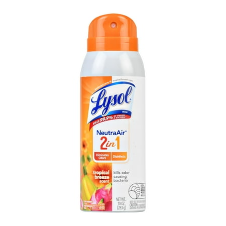 Lysol NeutraAir Disinfectant Spray, 2 In 1: Eliminates Odors and Disinfects, Tropical Breeze, 10 Fl Oz.