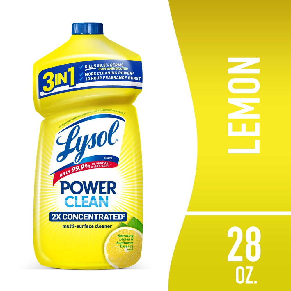 Lysol Power Clean All Purpose Cleaner Concentrate Disinfectant, Lemon, 28 fl oz, 28 fl oz
