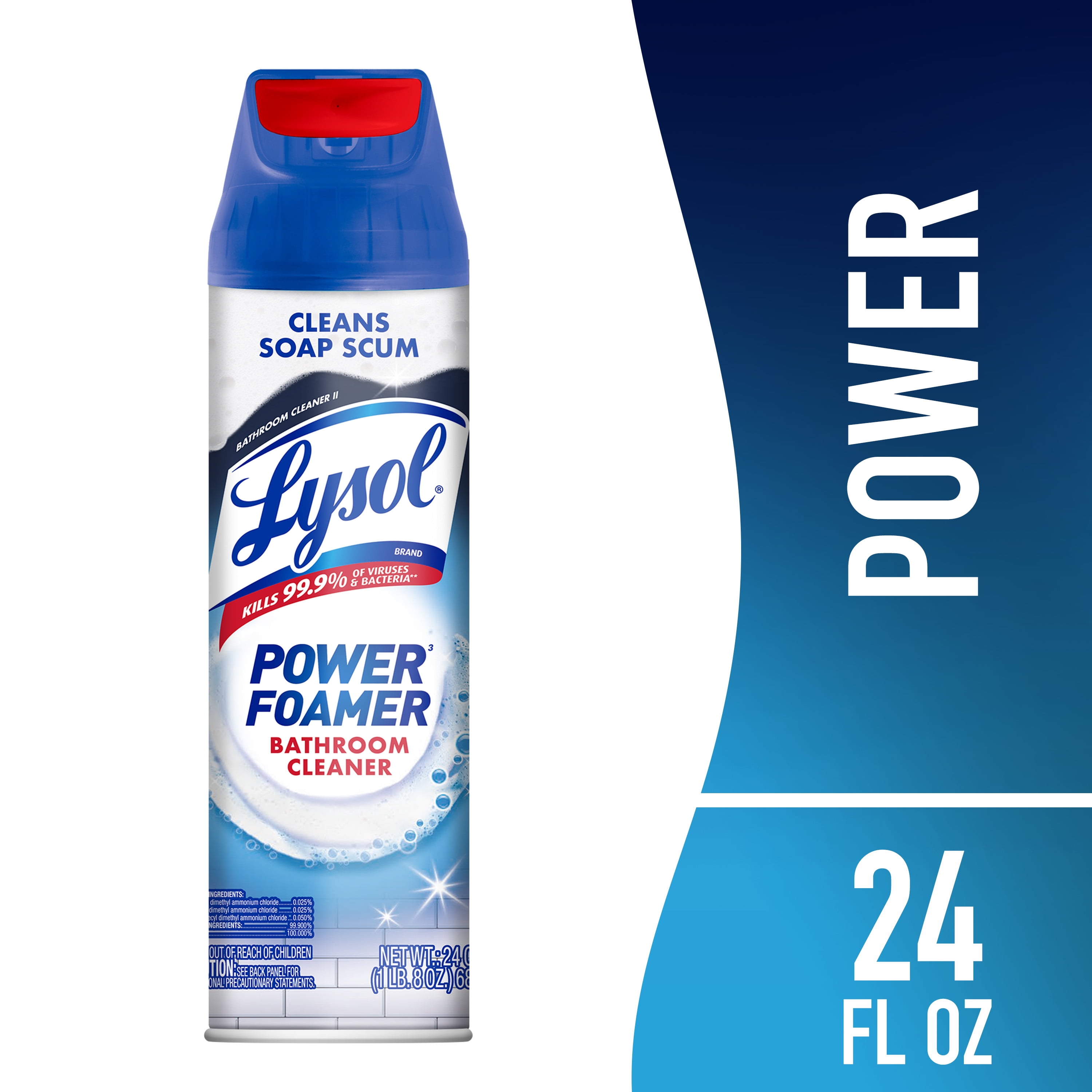 2 pack) Lysol Power Foam Bathroom Cleaner Spray Aerosol, Atlantic