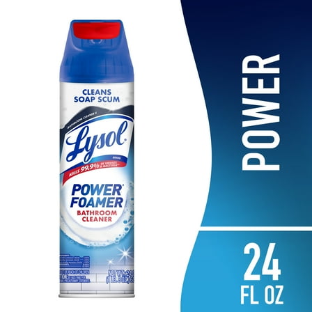 Lysol Power Foam Bathroom Cleaner Spray Aerosol, Atlantic Fresh, 24 fl oz