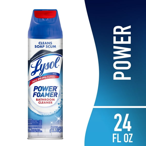 Lysol Power Foam Bathroom Cleaner Spray Aerosol, Atlantic Fresh, 24 fl oz