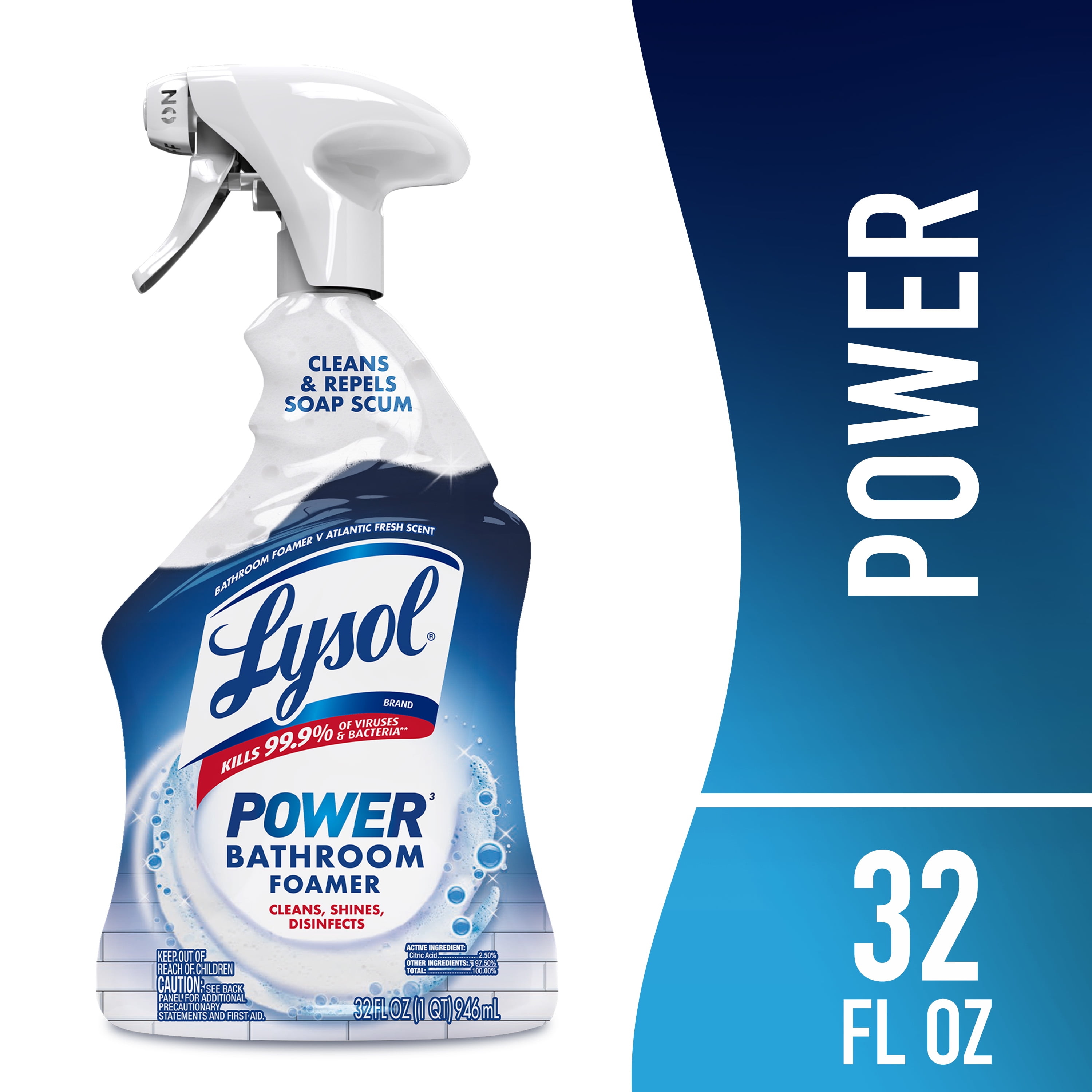 Lysol Power Foaming Bathroom Cleaner Spray, Tub & Daily Use, 32oz