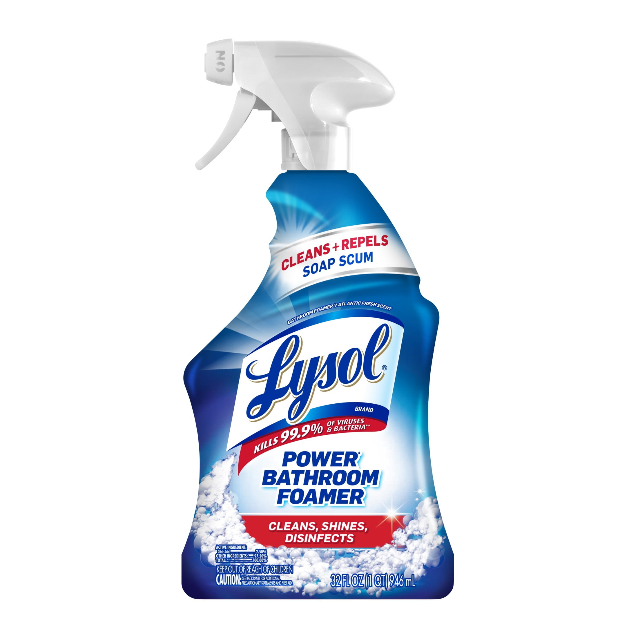 Lysol Power Foaming Cleaning Spray for Bathrooms, Foam Cleaner Bathrooms, Showers, Tubs, 32 fl oz