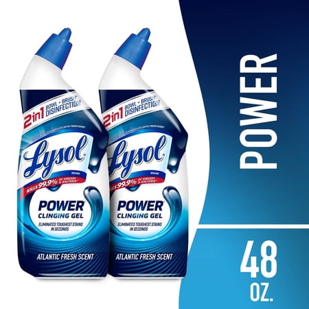 Lysol Power Toilet Bowl Cleaner, Gel Cleaner and Disinfectant, Atlantic Fresh 48 fl oz - Pack of 1