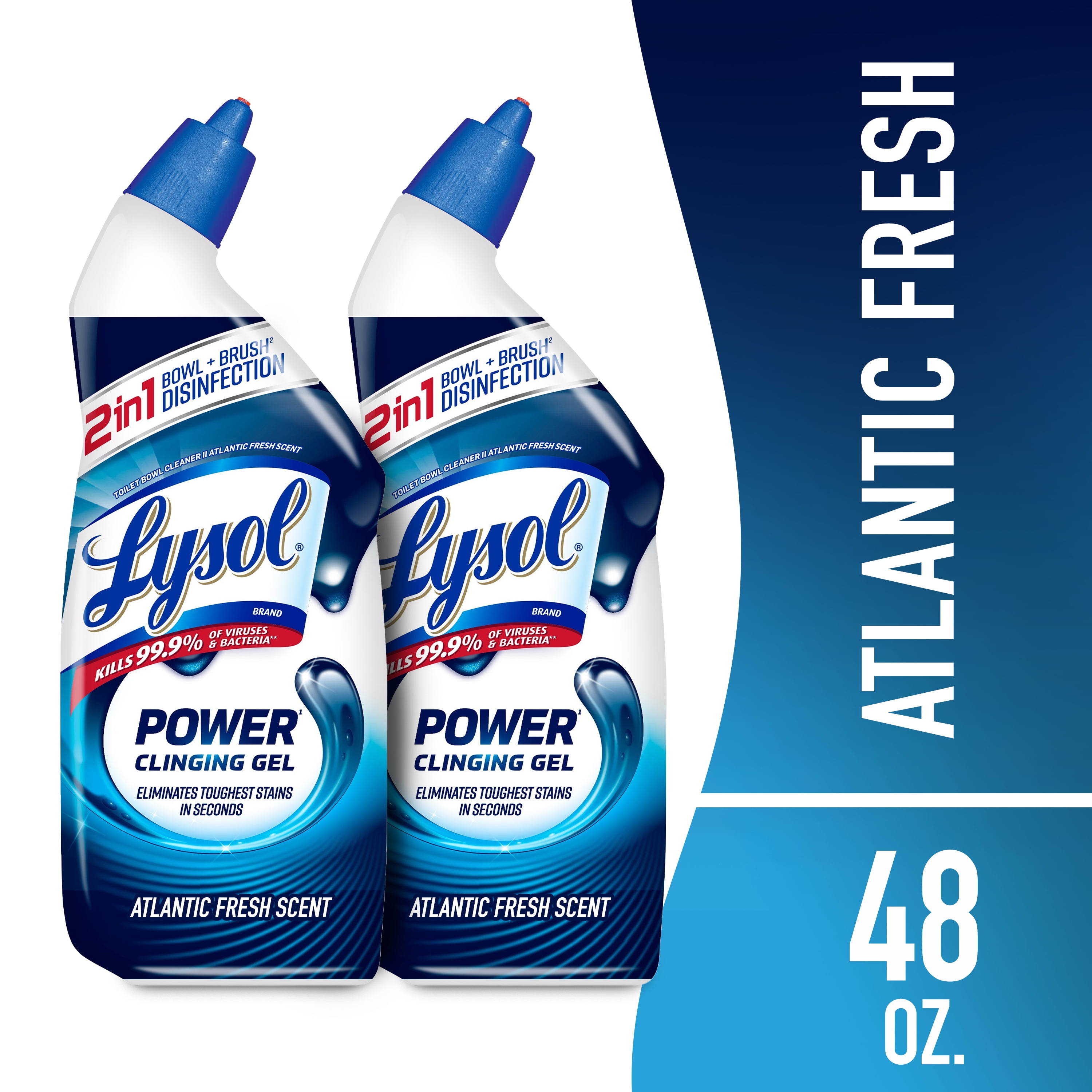 Lysol® Power Toilet Bowl Cleaner Gel, Cleaning, Disinfecting and Stain Removal, 24 oz, 2 Pack - Walmart.com