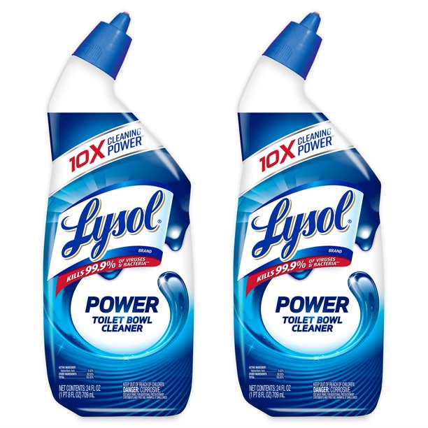 Lysol Power Toilet Bowl Cleaner, 24 Fl Oz (2Pack), Disinfectant, Stain