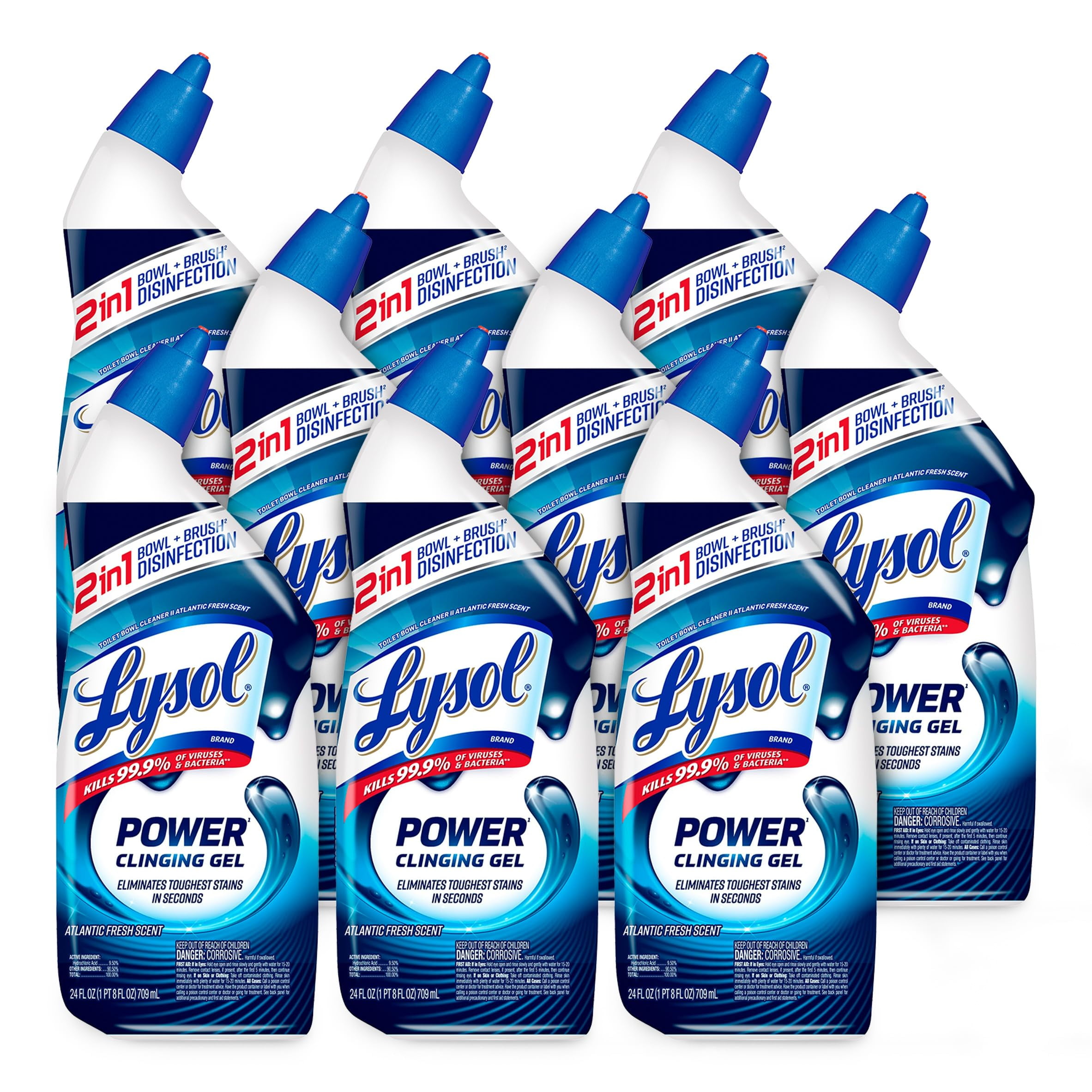 Lysol Power Toilet Bowl Cleaner Gel, For Cleaning and Disinfecting, Stain Removal, 24oz ,9 Ct ...