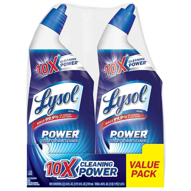 Lysol Power Toilet Bowl Cleaner Gel, For Cleaning and Disinfecting, Stain Removal, 24oz (Pack of 2)