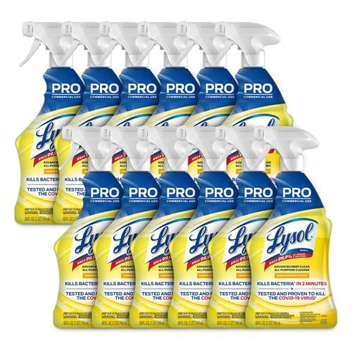 Lysol Pro All-Purpose Cleaner, Advanced Deep Cleaning Sanitizing And Disinfecting Spray, For Commercial Use, Use To Clean And Deodorize, Lemon Breeze Scent, 32Oz (Pack Of 12) - Pack of 2