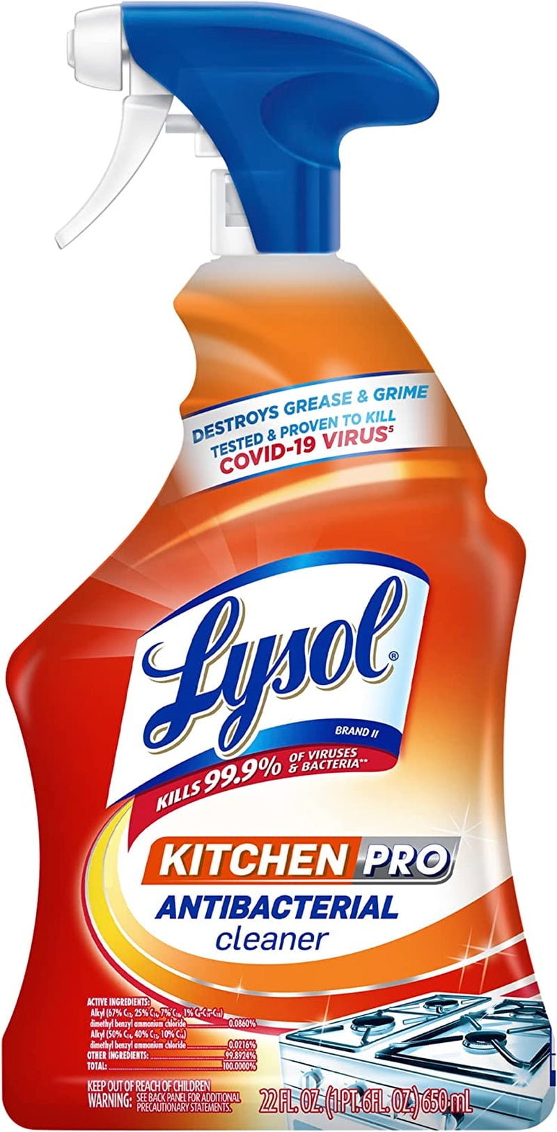 Lysol Pro Kitchen Spray Cleaner and Degreaser, Antibacterial All