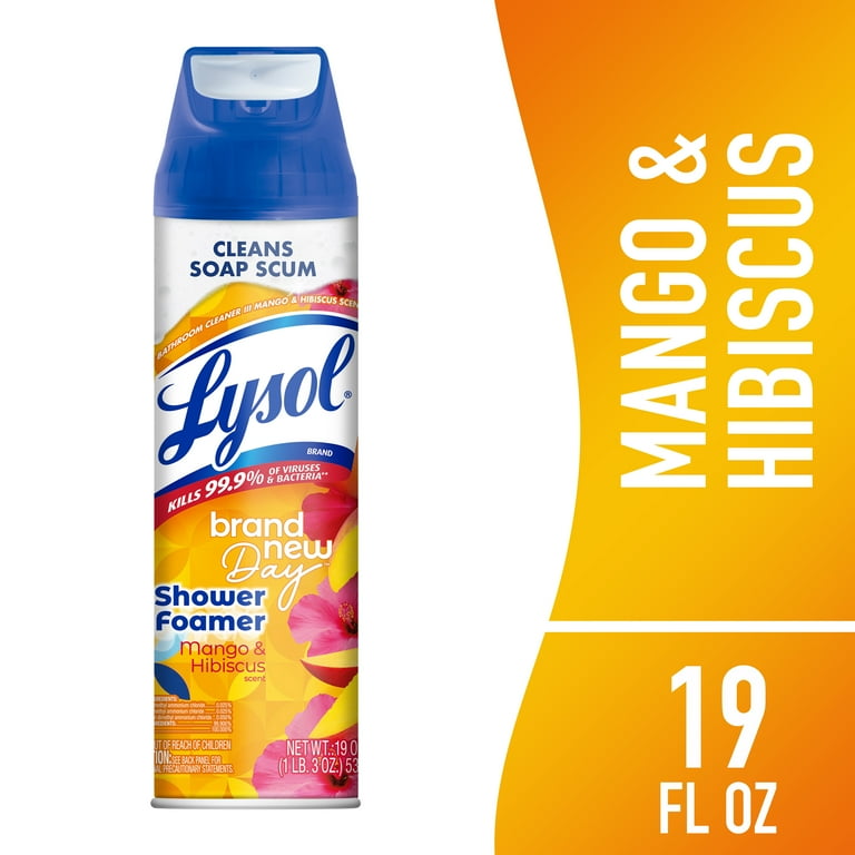 Lysol Foam Shower Cleaner Mango Hibiscus 19 fl oz, Fast Coverage Lysol Foam Shower Cleaner Mango Hibiscus 19 fl oz, Fast Coverage