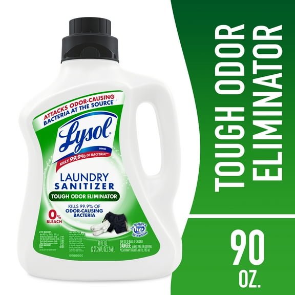 Lysol Tough Odor Eliminator Laundry Sanitizer Additive, , 0% Bleach, Eliminates Odor Causing Bacteria, 90 oz