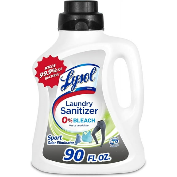 Lysol Sport Laundry Sanitizer Additive, Sanitizing Liquid for Gym Clothes and Activewear, Eliminates Odor Causing Bacteria, 90oz