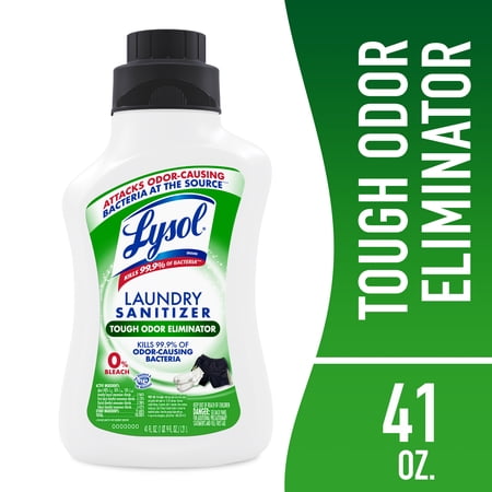 Lysol Tough Odor Eliminator Laundry Sanitizer Additive, 0% Bleach, Eliminates Odor Causing Bacteria, 41 fl oz