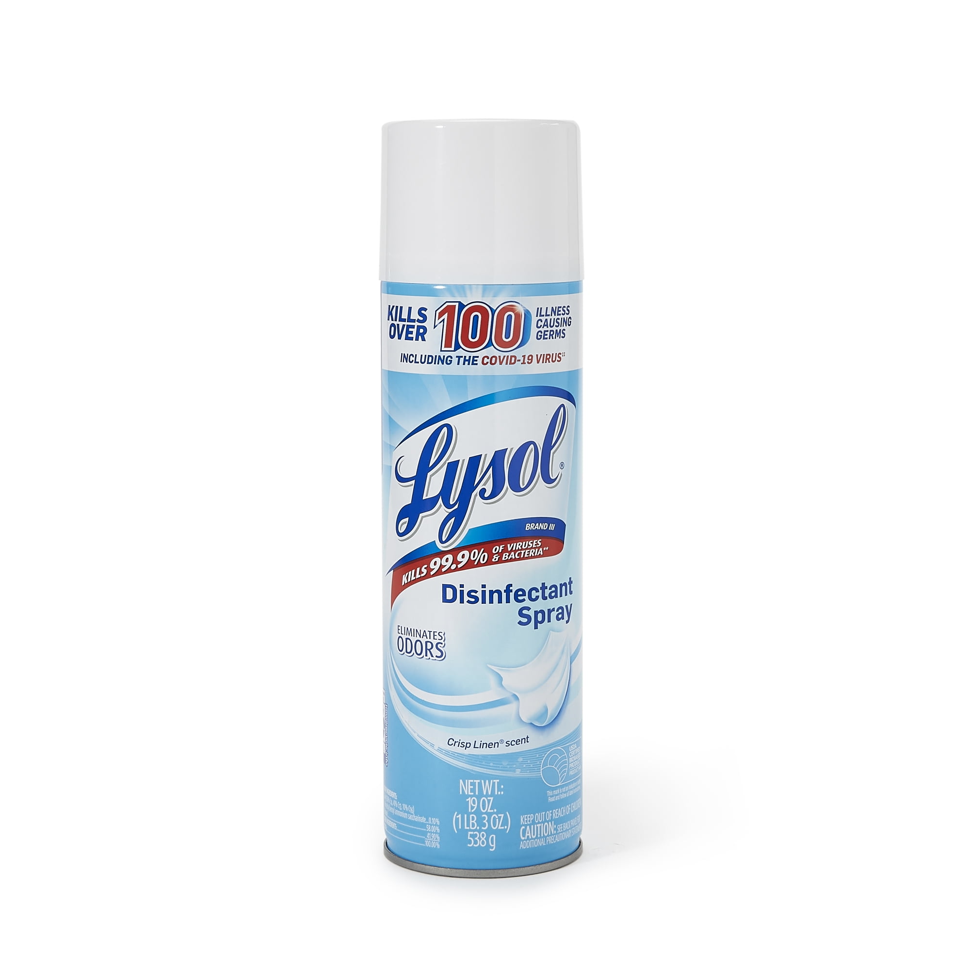 Lysol Surface Disinfectant Liquid 19 oz. Can Crisp Linen Scent 12 Ct
