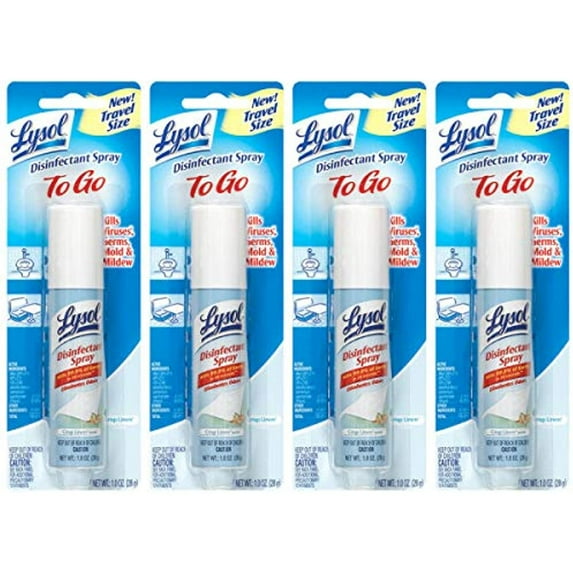 Lysol To Go Disinfectant Spray, Crisp Linen, Travel Size - 1 Oz (Pack Of 4)