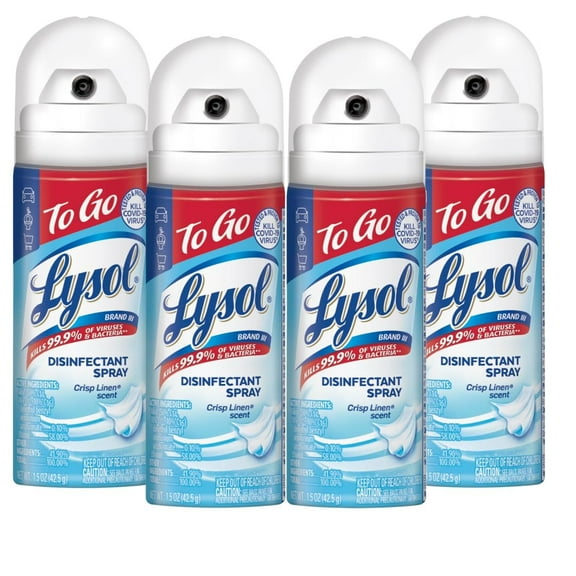 Lysol To Go Disinfectant Spray, Crisp Linen, Travel Size - 1 oz (Pack of 4)