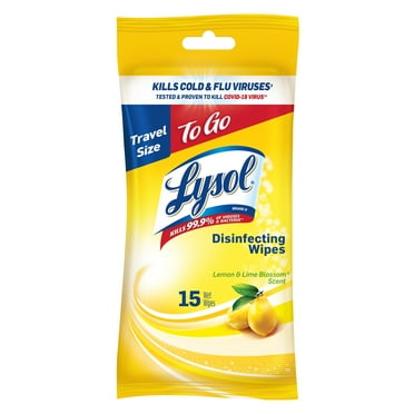 Lysol To Go Disinfectant Wipes, Lemon and Lime Blossom, 15 Count