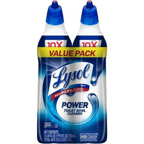 Lysol Toilet Bowl Cleaner - Gel - 24 oz (1.50 lb) - Atlantic Fresh ScentBottle - 2 / Pack - Blue | Bundle of 5 Packs