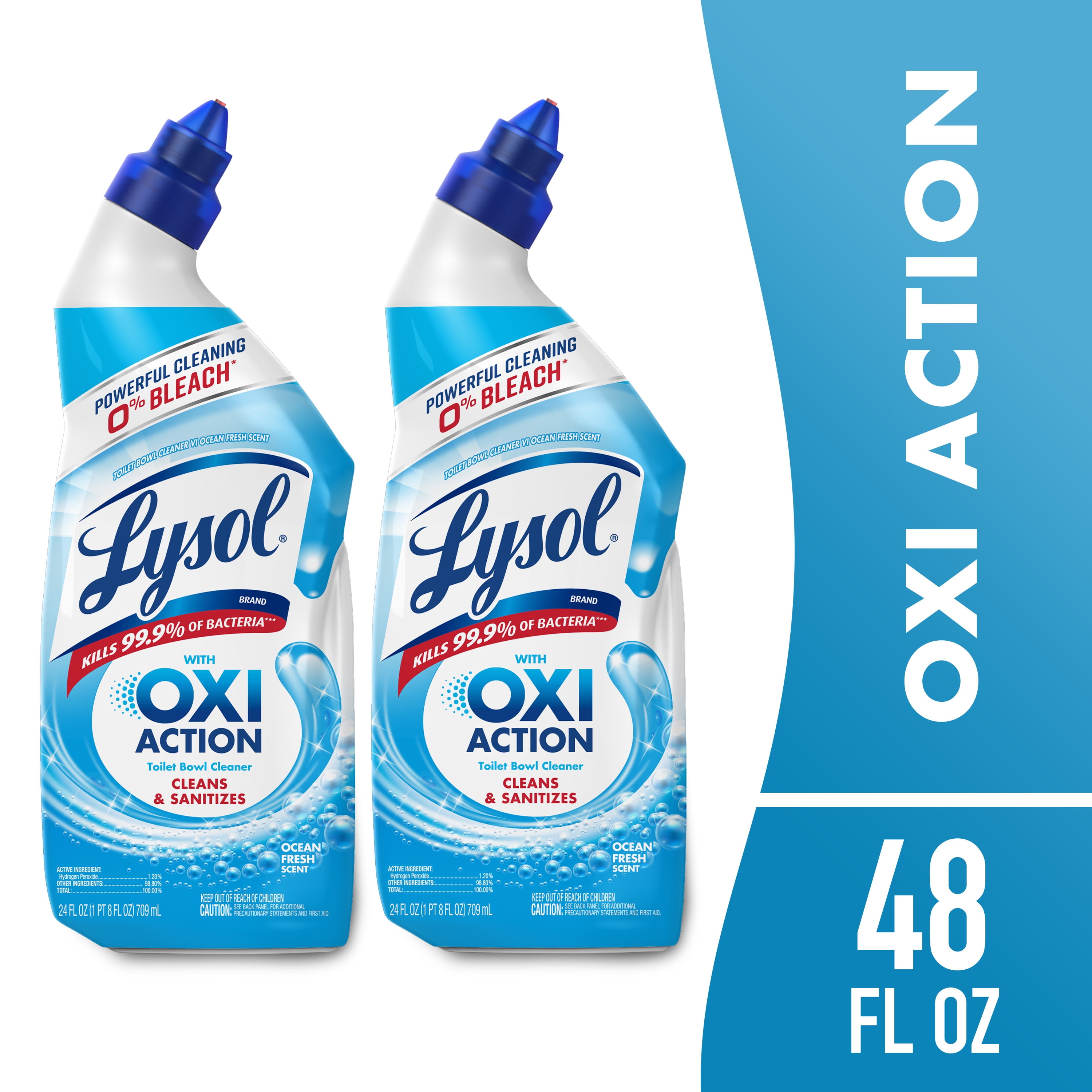 Lysol Toilet Bowl Cleaner Clinging Gel, OXI Action, Sanitizing Bathroom Cleaner and Toilet Bowl Stain Remover, Bleach Free, 24 fl oz (2 Pack)