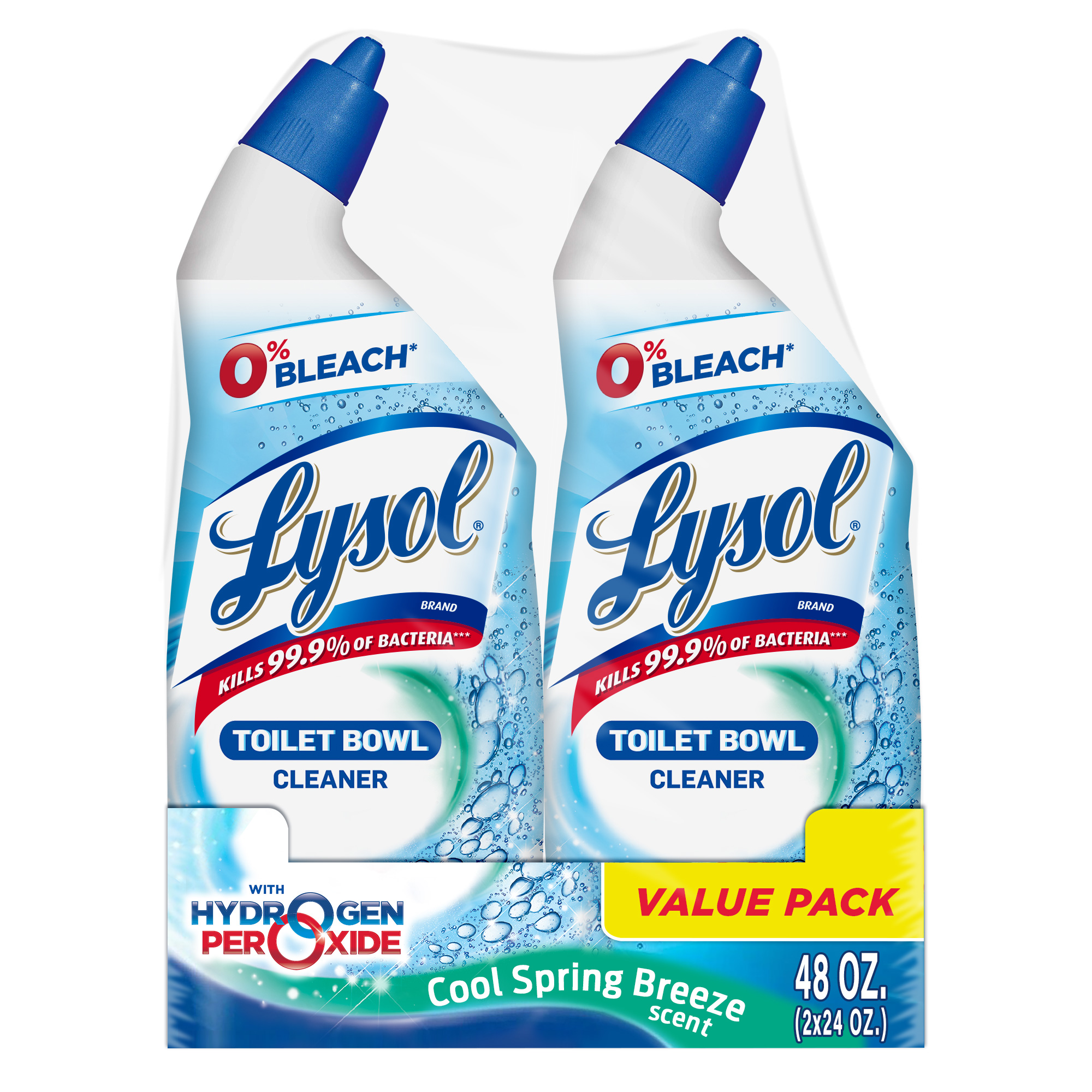 Lysol Toilet Bowl Cleaner Gel, For Cleaning and Disinfecting, Bleach Free (Contains Hydrogen Peroxide), Cool Spring Breeze Scent, 24oz (Pack of 2) - image 1 of 6