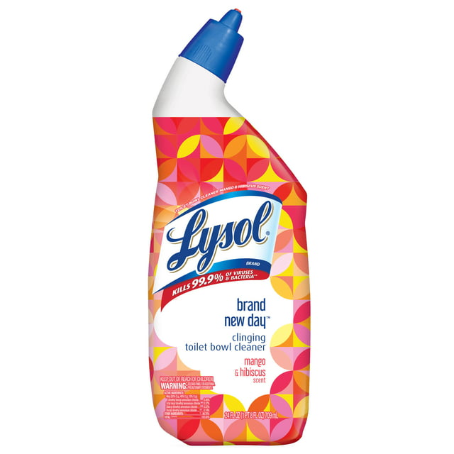 Lysol Toilet Bowl Cleaner Gel, For Cleaning and Disinfecting, Stain Removal, Brand New Day, Mango and Hibiscus, 24oz
