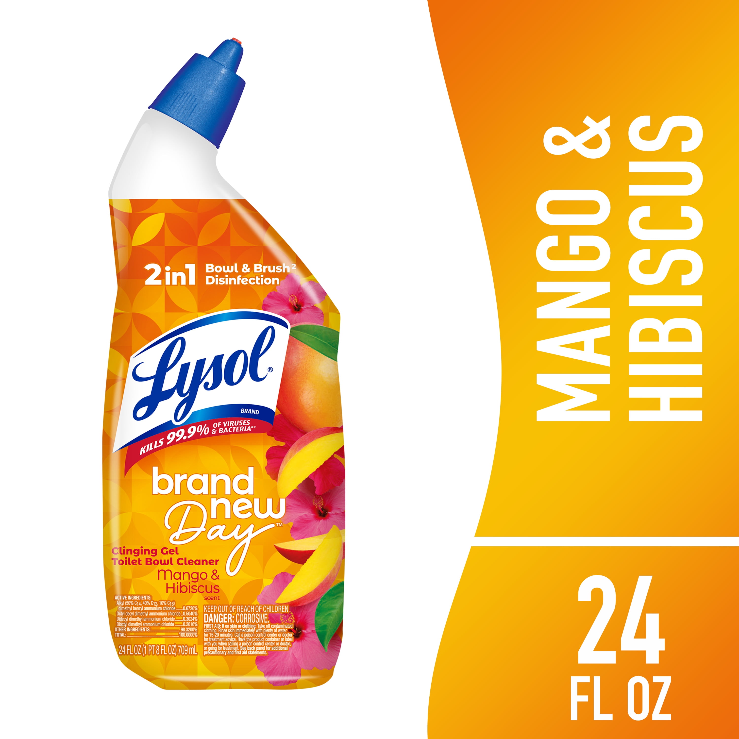 Lysol® Toilet Bowl Cleaner Gel, for Cleaning and Disinfecting, Stain Removal, Brand New Day, Mango and Hibiscus, 24 fl oz - Walmart.com