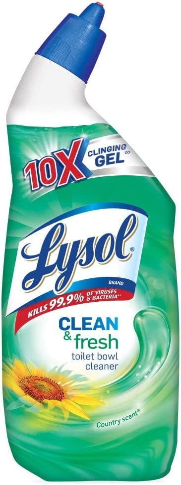 Lysol Toilet Bowl Cleaner Gel, For Cleaning and Disinfecting, Stain Removal, Forest Rain Scent, 24oz