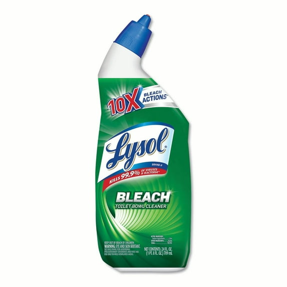 Lysol® Toilet Bowl Cleaner, W/ Bleach, 24-oz., 9/Ct, Blue Top (RAC98014CT)