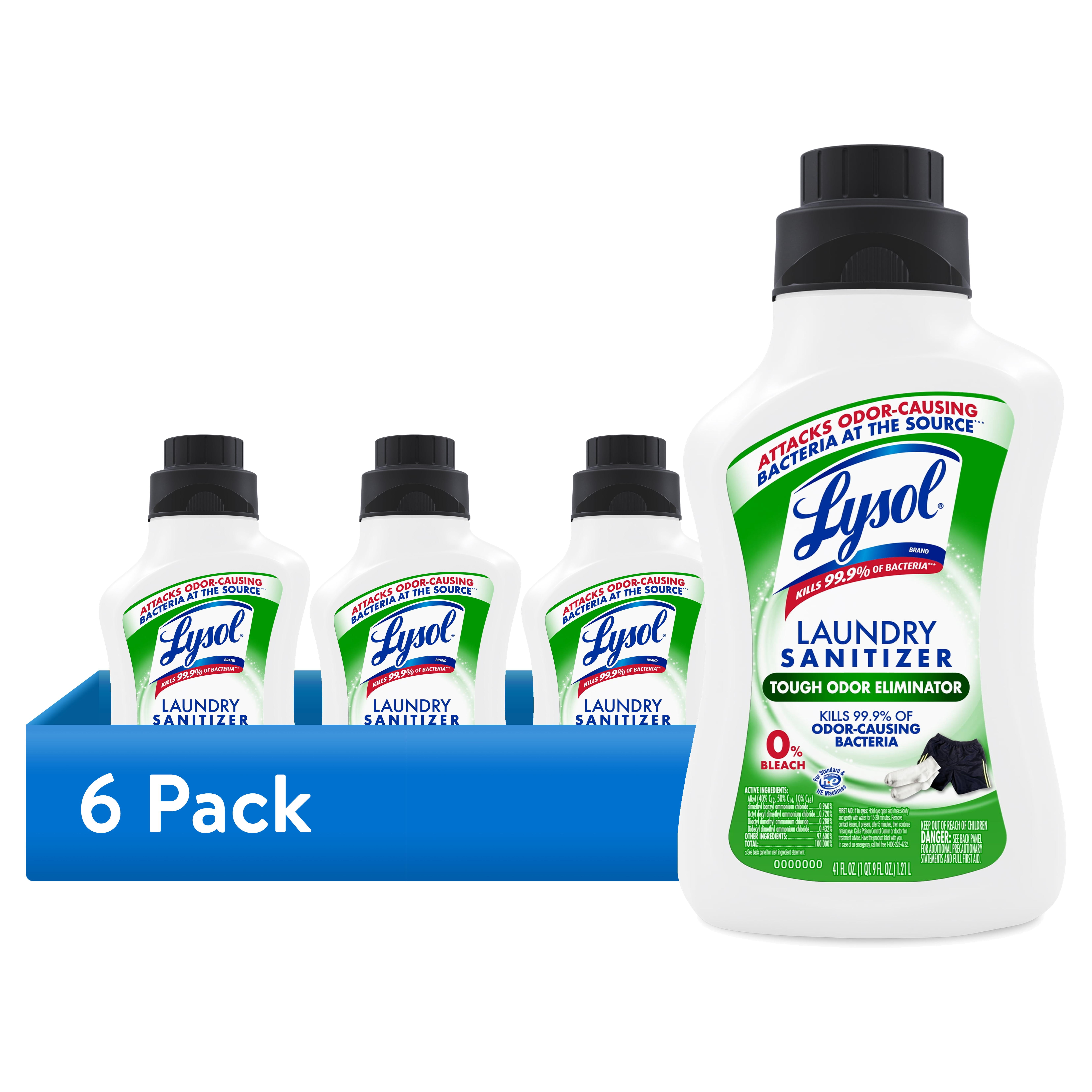 (6 pack) Lysol Tough Odor Eliminator Laundry Sanitizer Additive, 0% Bleach, Eliminates Odor Causing Bacteria, 41 fl oz